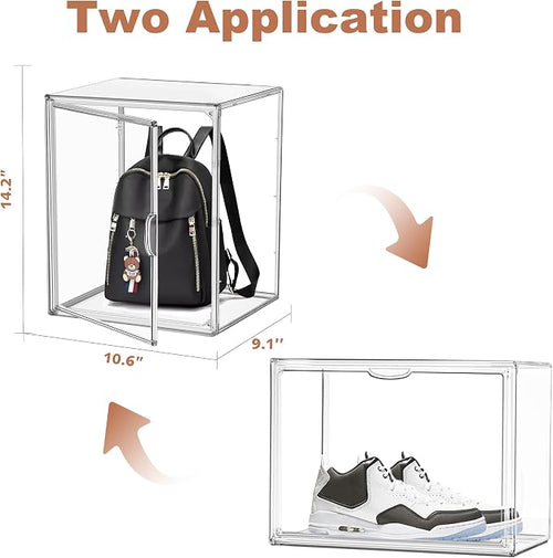10 Pcs Clear Purse Storage Boxes, Plastic Shoe Boxes Stackable Acrylic Display - Image 2