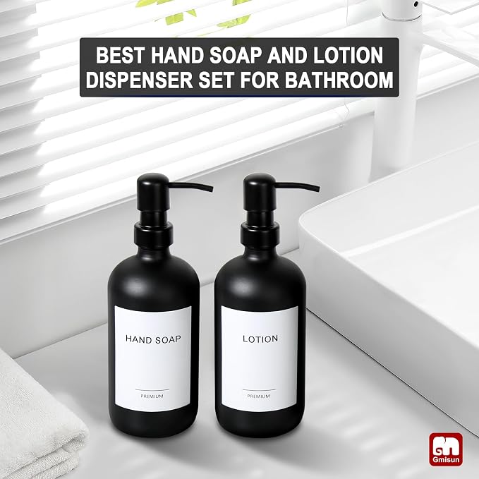 GMISUN Black Soap Dispenser, 2 Pack Matte Black Hand Soap Dispensers - Image 6