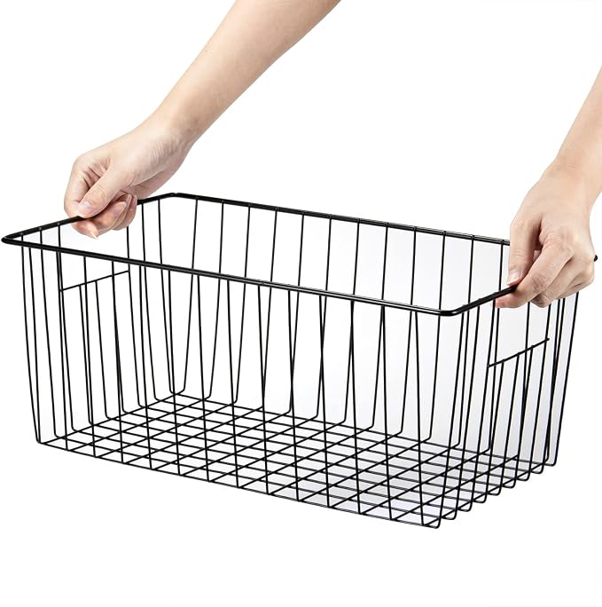 16" L x 12" W Wider Freezer Storage Organizer Baskets Container, Deep Metal - Image 4