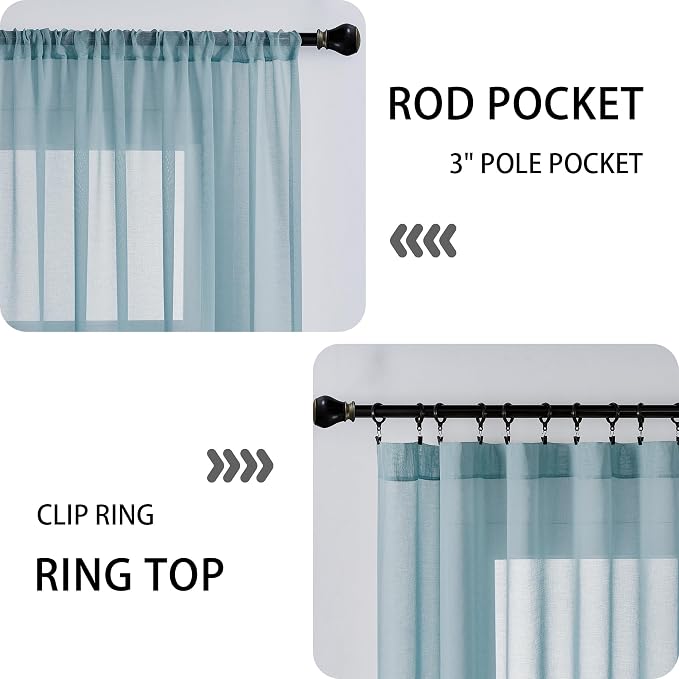 Tollpiz Small Sheer Door Curtain Closet Linen Textured Curtain Sheers Doorway - Image 5