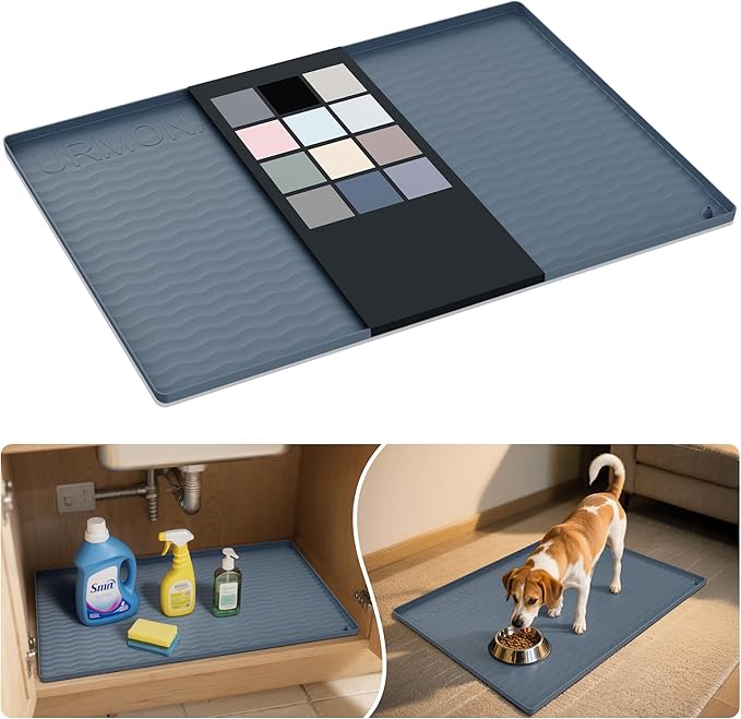 URMONA Waterproof Silicone Under Sink Mat 25'' x 22'' Shelf Liner by URMONA