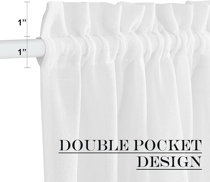 NICETOWN Linen Semi Sheer French Door Panels 80 inch Long, Light Filtering - Image 3