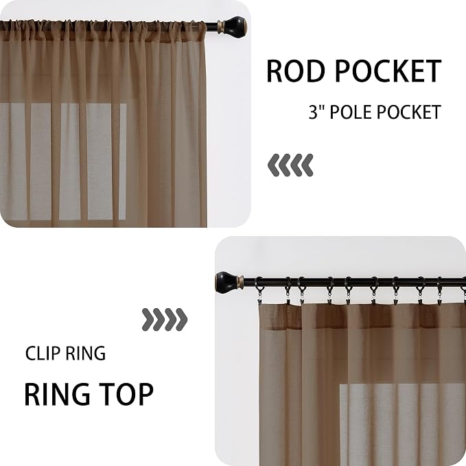 Tollpiz Sheer Door Curtains Closet Linen Textured Curtain Sheers Doorway Light - Image 5