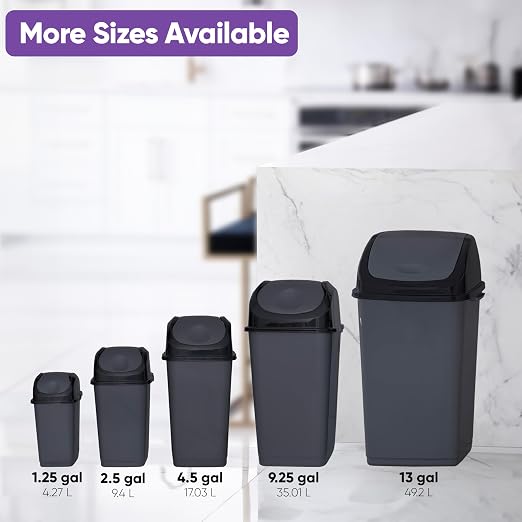 Superio 13 Gallon Plastic Swing Lid Trash Can, and Outdoor Use - Image 8