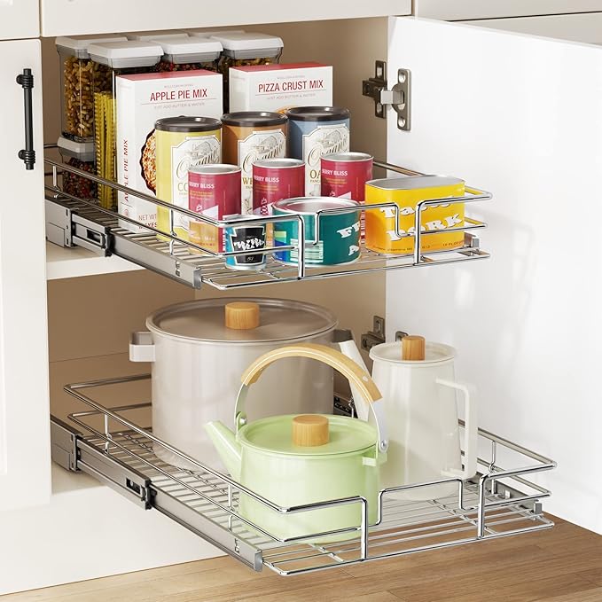 LOVMOR Pull Out Cabinet Organizer 14½" W x 21½" D, Kitchen Cabinet Pull Out - Image 5