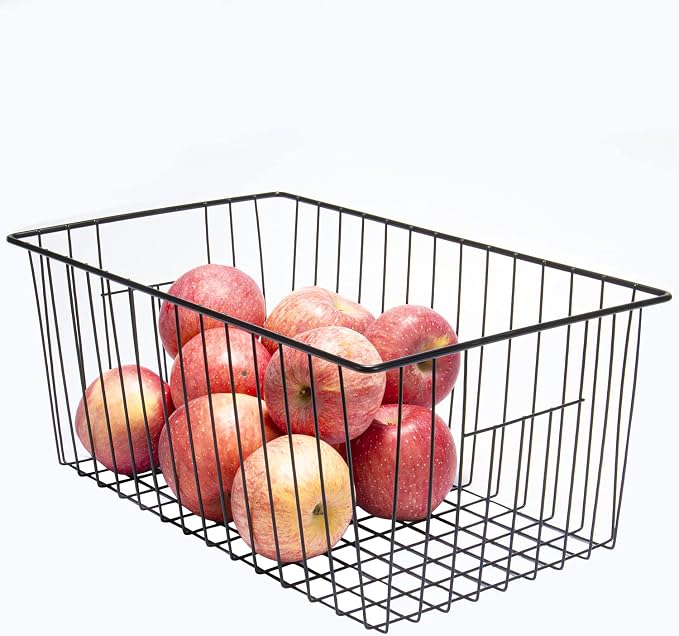 16" L x 12" W Wider Freezer Storage Organizer Baskets Container, Deep Metal - Image 3
