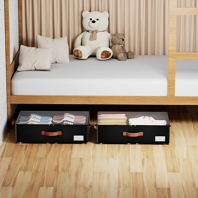 Underbed Storage With Wheels, Large Capacity 7.5 inches Height Storage Bins - Image 6