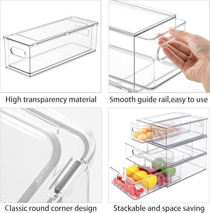 MineSign Stackable Fridge Drawer Pull-Out Bins - Image 5