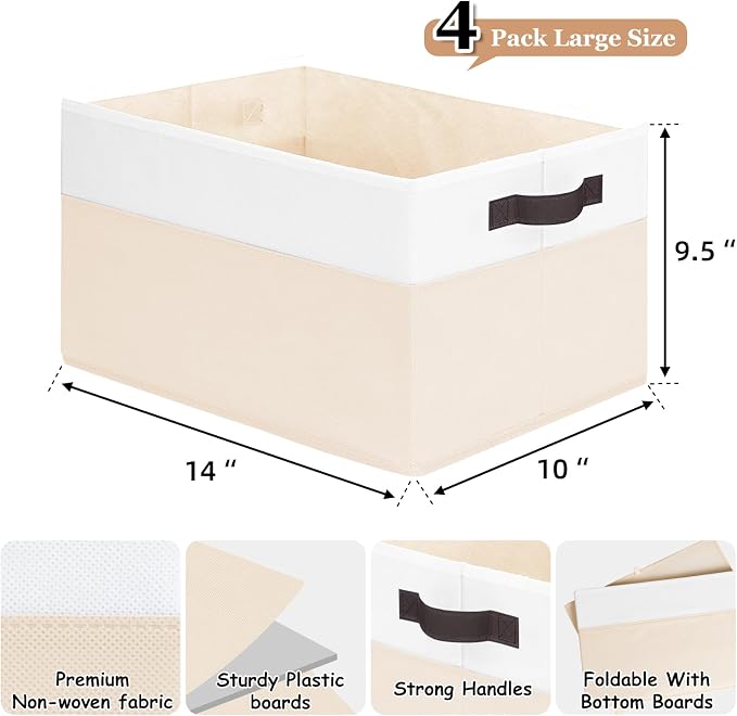 Criusia 4 Pack Baby Clothes Organizer Bins, Fabric Collapsible Storage Baskets - Image 2