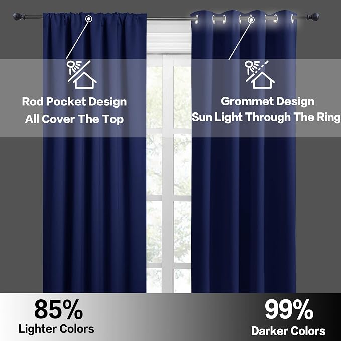 RYB HOME Short Curtains for Living Room Blackout Portable Blinds Shades for - Image 6