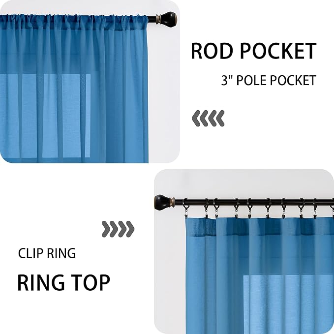 Tollpiz Sheer Door Curtain Closet Linen Textured Curtains Sheer Doorway Light - Image 5