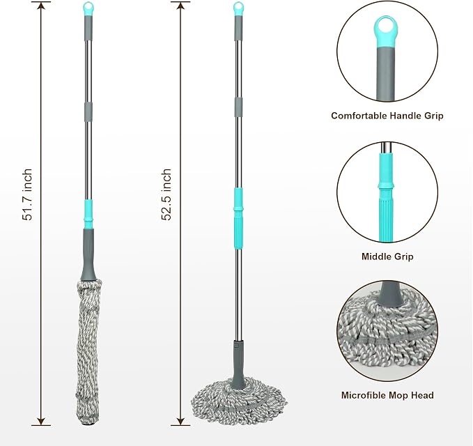 Self Wringing Mop Floor Cleaning, Easy Squeeze Twist Mop, Heavy Duty Wet Mops - Image 7