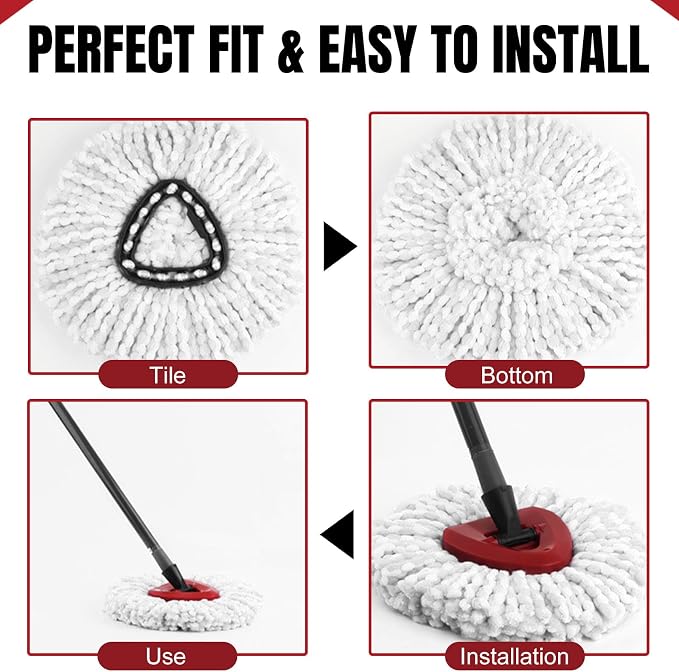 9Pcs Spin Mop Replacement Heads, Easy Cleaning Spin Mop Head, Deep Clean - Image 4