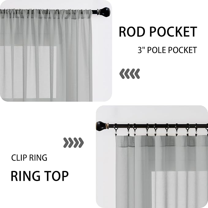 Tollpiz Short Sheer Door Curtain Closet Linen Textured Curtain Sheers Doorway - Image 5