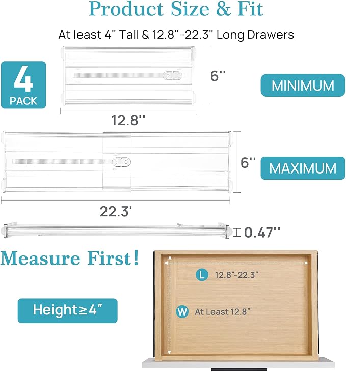 Vtopmart 4 Pack 6" Tall Upgrade Drawer Dividers - Image 2