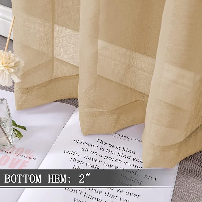 Tollpiz Short Sheer Tier Curtains Linen Textured Half Kitchen Curtain Sheers - Image 4