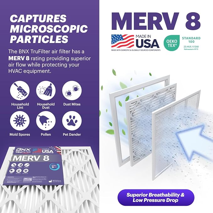BNX TruFilter 14x14x1 Air Filter MERV 8 - Image 3