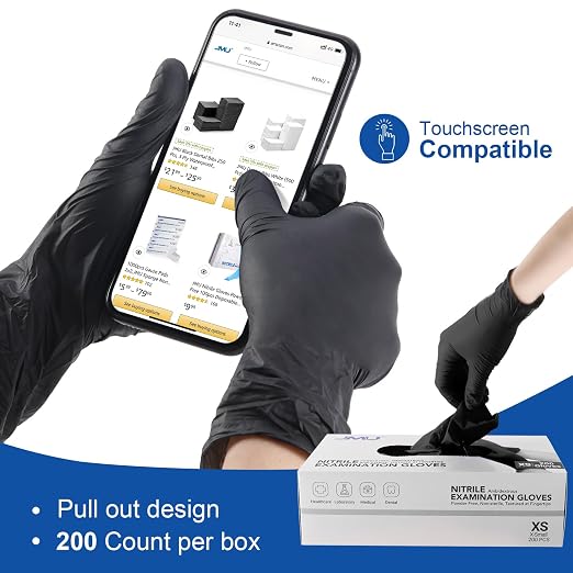 JMU XL Nitrile Gloves, 200 Black Nitrile Gloves, Latex Free, Powder Free - Image 6