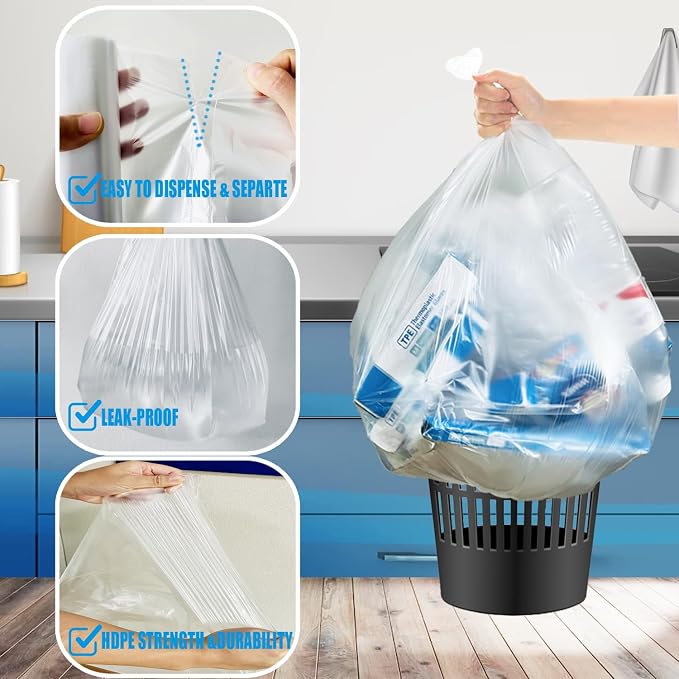 40-45 Gallon Trash Bags, Heavy Duty Clear Plastic Recycling Garbage Bags - Image 4