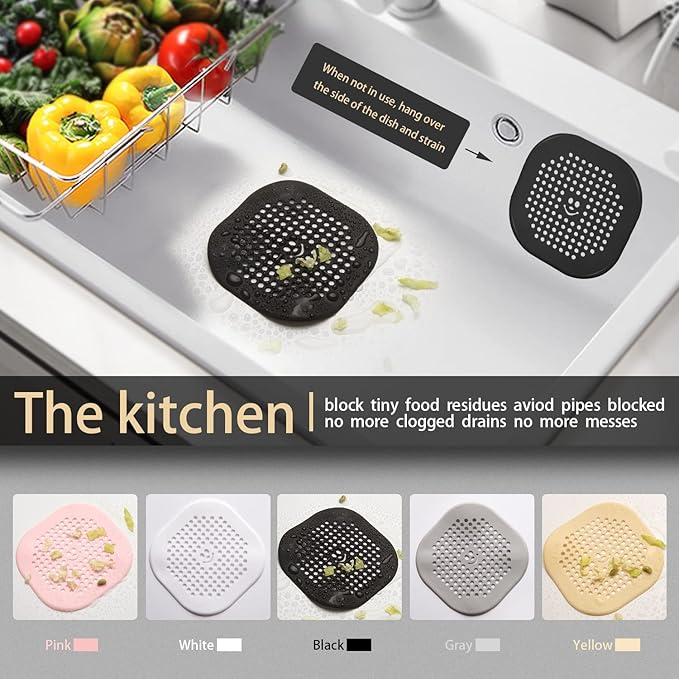 2 Pack Shower Drain Hair Catcher Silicone Drain Protector Hair Stopper - Image 3