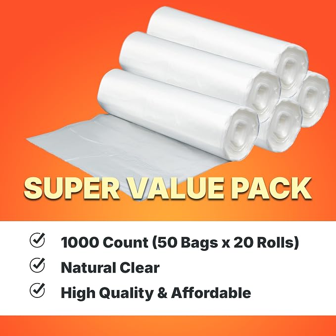 7-10 Gallon Trash Bags, 8 Micron High Density Garbage Can Liners Bulk, Natural - Image 6