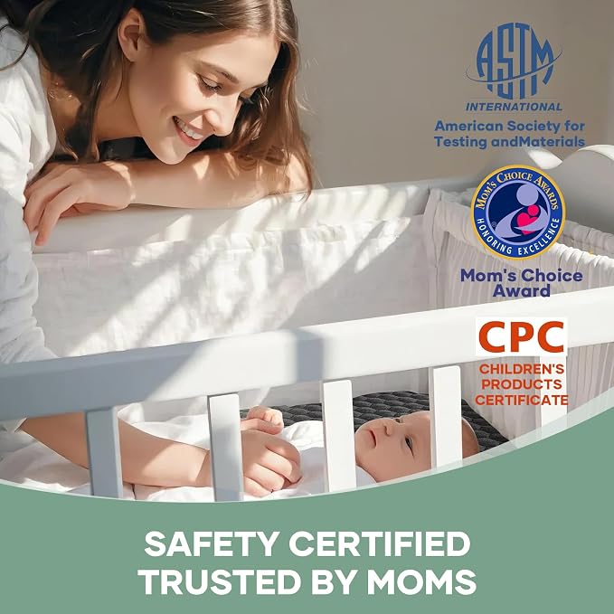 OhGeni Waterproof Mattress Protector, Mini Crib-Gray, Fitted Sheet - Image 6