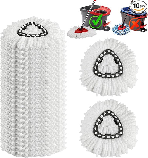 10 Pack Spin Mop Replacement Heads, 360° Microfiber Spin Mop Refills by APOCHON