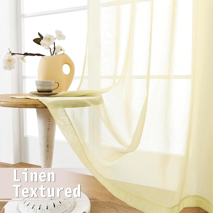 Tollpiz Sheer Door Curtain Closet Linen Textured Curtains Sheer Doorway Light - Image 4
