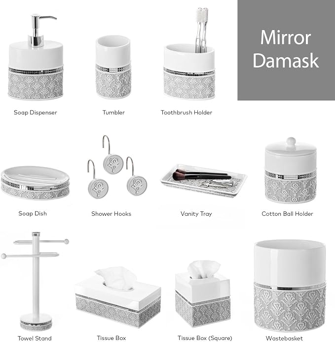 Creative Scents Mirror Damask Qtip Holder - Image 5
