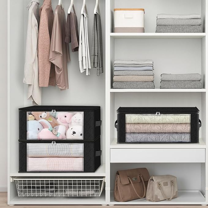 HomeHacks Storage 3-Pack Clothes Organizer Storage Bags Foldable Storage Box - Image 5