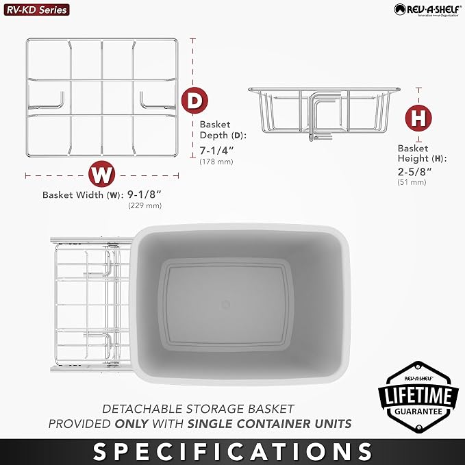Rev-A-Shelf RV-12KD-18C S 35-Quart Chrome Wire Bottom Mount Pullout Kitchen - Image 4