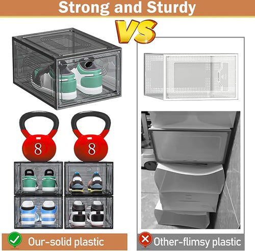 10 Pack Thicken Shoe Organizer Stackable, Upgraded Sturdy Shoe Storage Box - Image 2