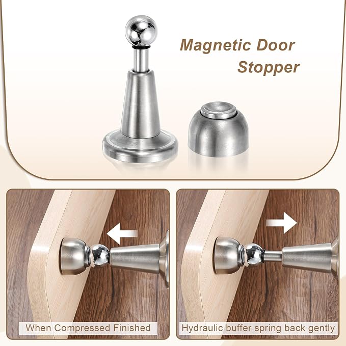 uxcell 4Pcs Magnetic Door Stopper, 304 Stainless Steel Magnetic Door Stop Catch - Image 3