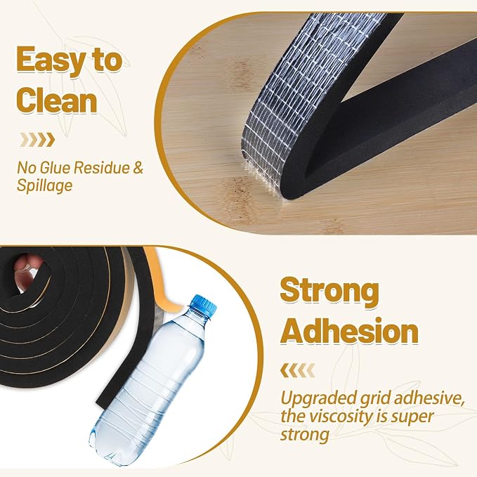 Weather Stripping Door Seal Strips 1/2 in x 1/4 in, Strong Adhesive Foam - Image 3
