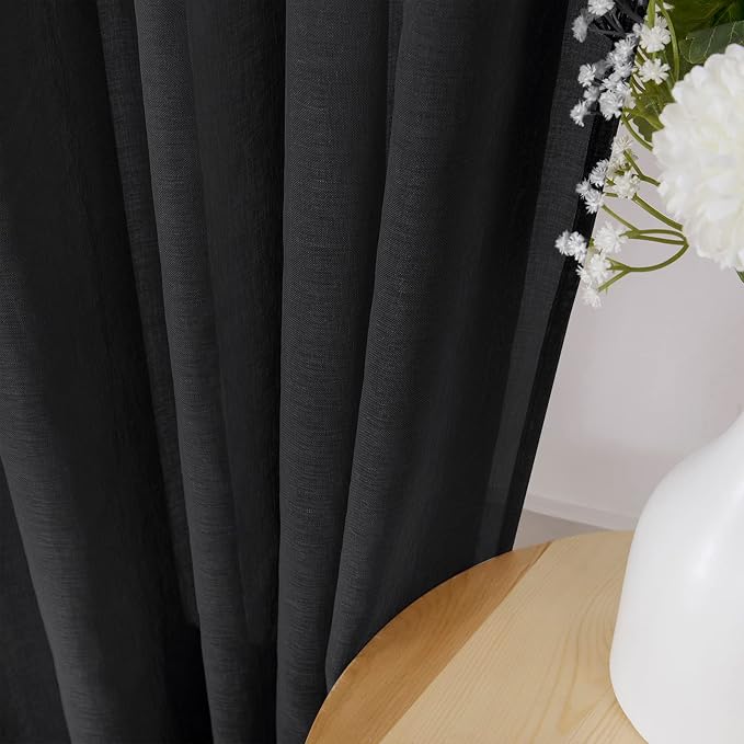 Tollpiz Sheer Tier Curtain Linen Textured Half Kitchen Curtains Sheer Light - Image 3