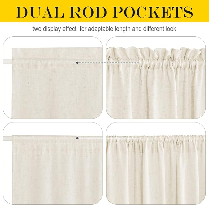 NICETOWN Natural Linen French Door Curtains Privacy Light Reducing Curtain - Image 3