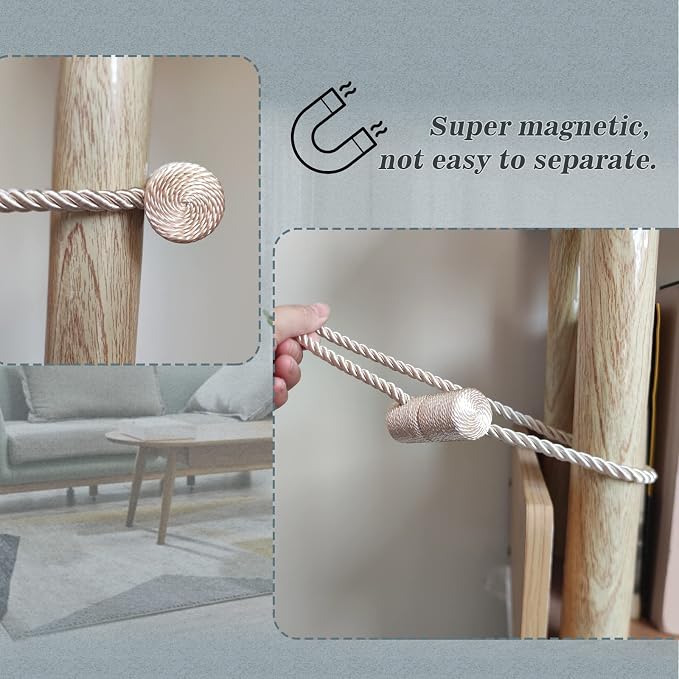 Hion Magnetic Curtain Tiebacks Gray Blue 6 Pack, Curtain Tiebacks Buckles - Image 6