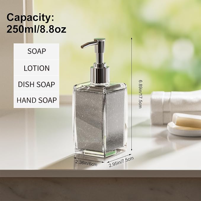 Navy Blue Soap Dispenser with Refillable Plastic Pump - Image 8