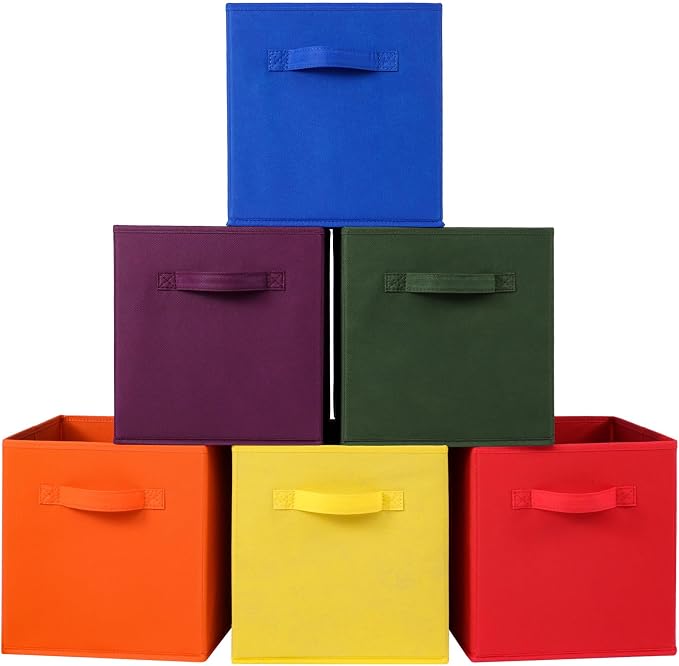 Stero Fabric Storage Bins 6 Pack Fun Colored Durable Storage Cubes by Stero