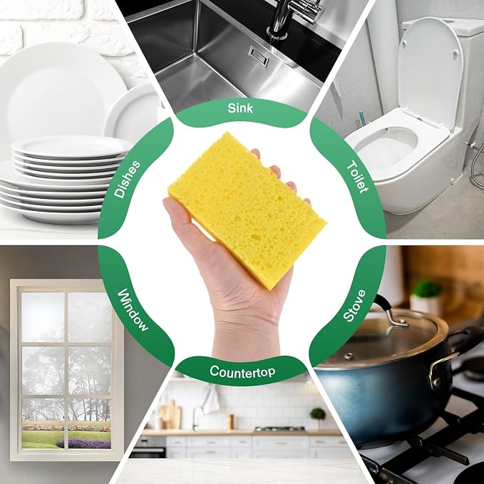 6-Set Kitchen Sponges, Condense Eco Cellulose Non-Scratch Scrub Heavy Sponge - Image 6