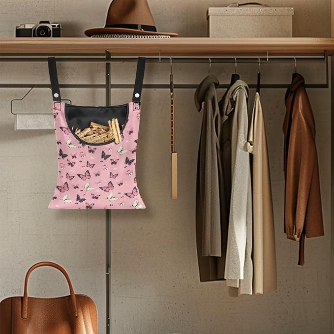 Butterfly Print Clothes Pin Hanging Bag, Stylish Clothespin Bag - Image 4