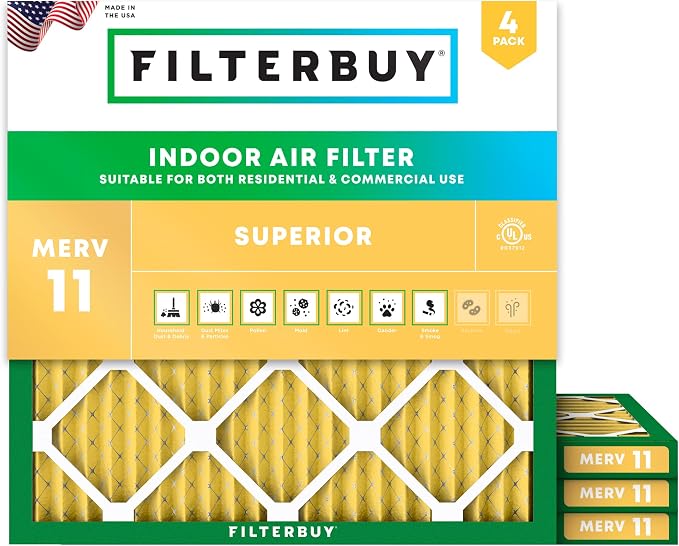 Filterbuy 19x19x1 Air Filter MERV 11 Allergen Defense Replacement, by Filterbuy