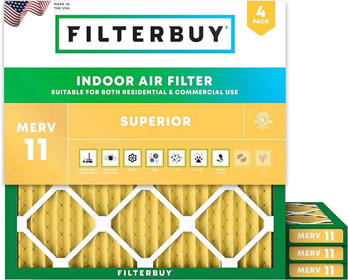 Filterbuy 25x25x1 Air Filter MERV 11 Allergen Defense Replacement, by Filterbuy
