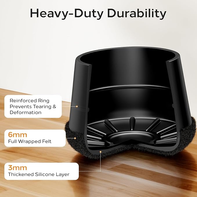 Meldel 24 PCS Silicone Chair Leg Floor Protectors Large Rubber Felt Furniture - Image 7