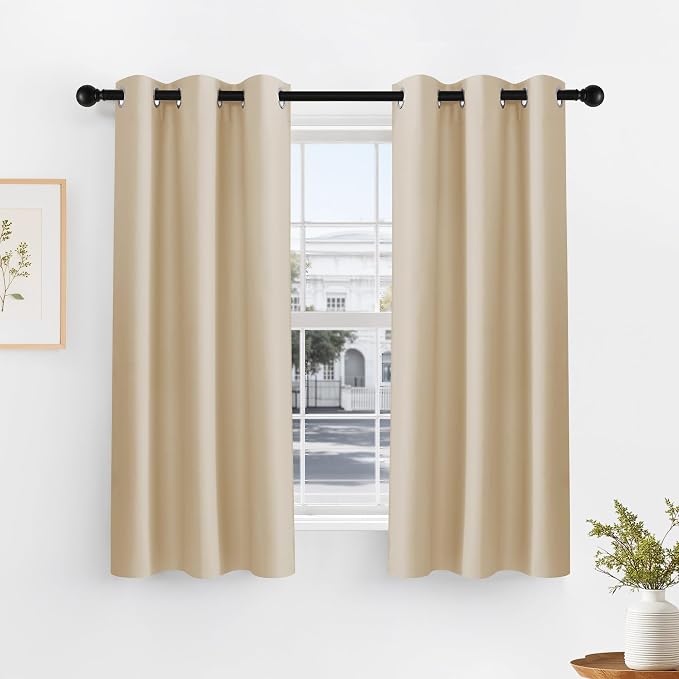 PONY DANCE Biscotti Beige Blackout Curtains 42x60 Inches by PONYDANCE