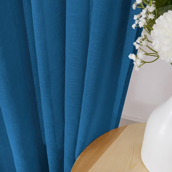 Tollpiz Short Sheer Curtains Linen Textured Bedroom Curtain Sheers Light - Image 3