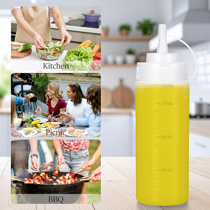 Condiment Squeeze Bottles Ketchup Dispenser, 6 Pack 12oz Squeeze Bottles - Image 6