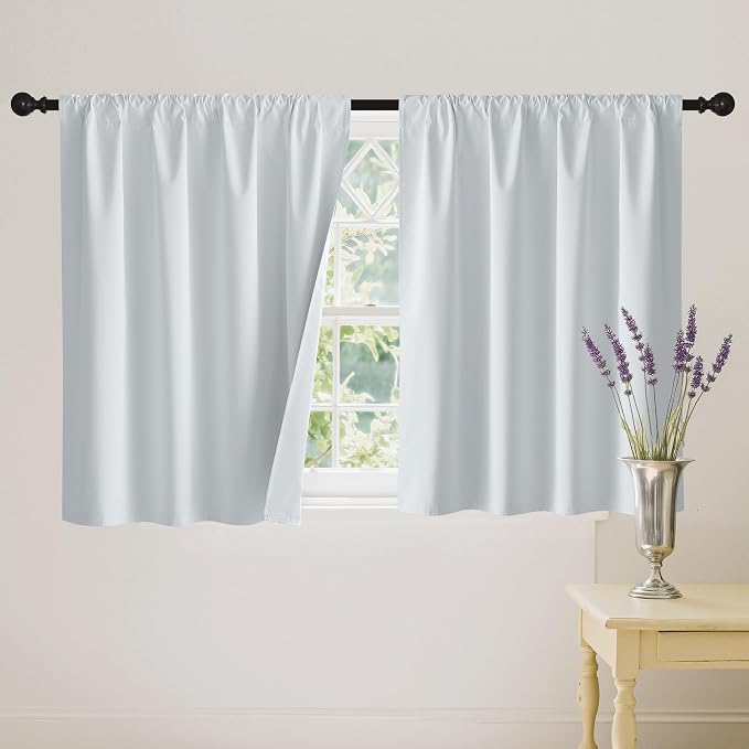 RYB HOME White Short Blackout for Small Window 45 inches Length, Thermal by RYBHOME