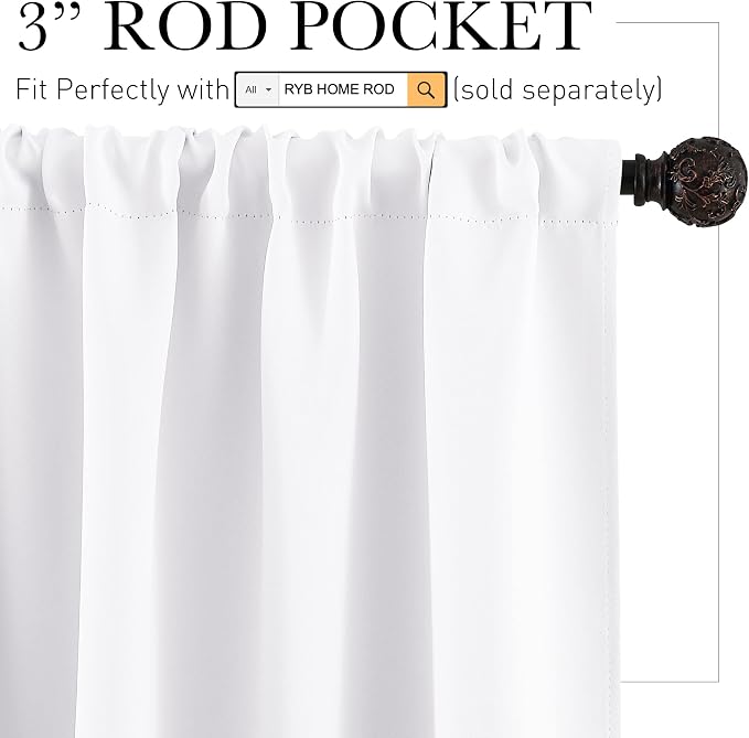 RYB HOME Short Curtains 45 inch 2 Panels Set, Room Darkening Small Window - Image 2