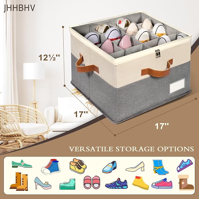 2 Pack Shoe Organizer for Closet, Adjustable Shoe Box Storage Containers - Image 6